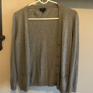 Talbots petite M grey button sweater